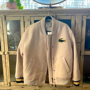 Lacoste Jacket cream, green, and yellow